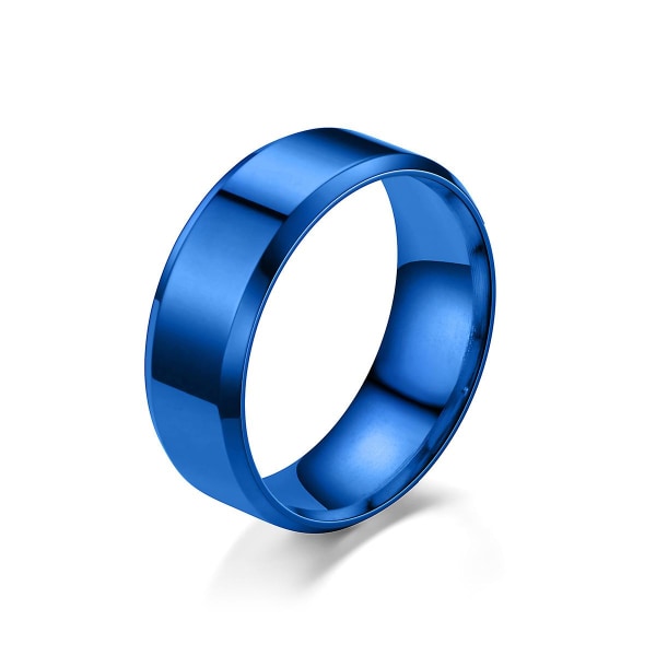 Fashion 8mm Titanium Steel Ring 7 blå 7 blue