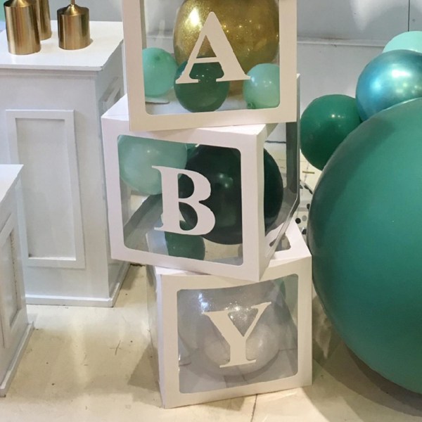 Ballonglåda Utsökt festdekor Baby Shower Tillbehör Az Letter Kartong Cube Klar låda för att föreslå äktenskap S