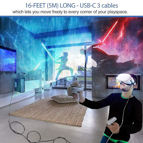 Usb 3.2 Type A til C-kompatibel Quest 2 Link-kabel Pc Link-forlengelseskabel 5M