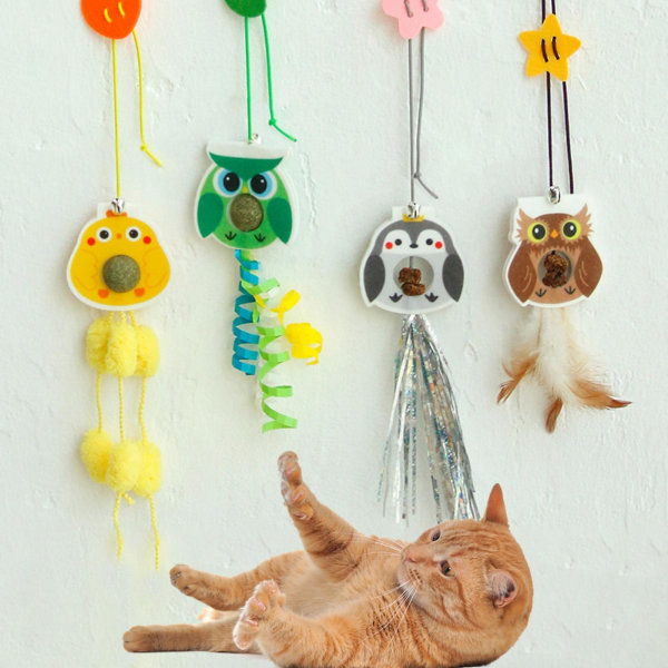 Kattleksakssugkopp med hög elasticitet Rephängande Catnip Interactive Kitten Hängande Automatisk rolig leksak för inomhusstad Green