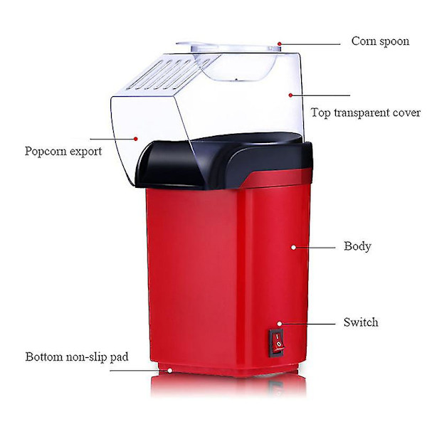 Popcorn Machine Hot Air Popcorn Maker amerikansk standard US standard