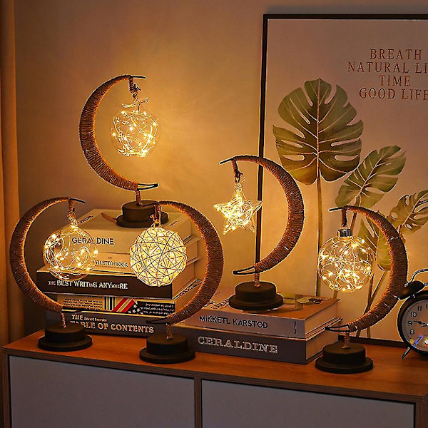 Dekorativ bordslampa, Moon Night Lamp Winding Bomullstråd Led Light Lamp style 3
