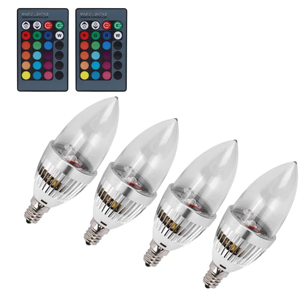 3W E27 E12 RGB Lyspære LED Fjernkontroll Aluminiumlegering 85-265V