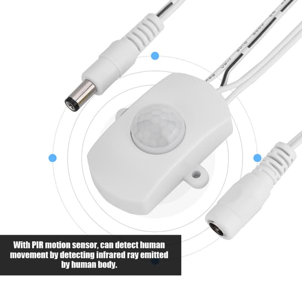 Mini PIR Infrarød Bevægelsessensor Switch til LED Strip - Hvid, 5A, DC 6-24V