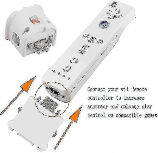 【BQ】2 Motion Plus Adapter Sensor til Wii Fjernbetjening, Motion Plus Adapter Accelerator Erstatning til Wii Motion Plus Adapter White