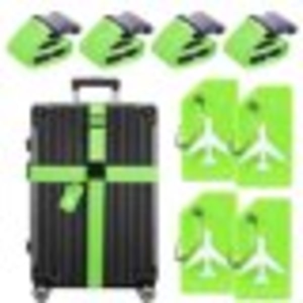 Pak bagageremme Kuffertbælter Rejsekuffertmærker Rejsetilbehør，Grøn