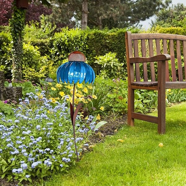 Solhat Fuglefoder Jern Stående Fuglefoder Baghave Blomsterstang Fuglefoder Havekunst Metal Fuglefoder Havdekoration