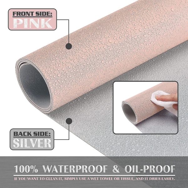 Skrivebordsunderlag, Skrivebordsmåtte, Pu Læder Skrivebordsmåtte, Skrivebordsmåtte til bærbar, Vandtæt Skriveunderlag til kontor og hjem pink 35x60CM