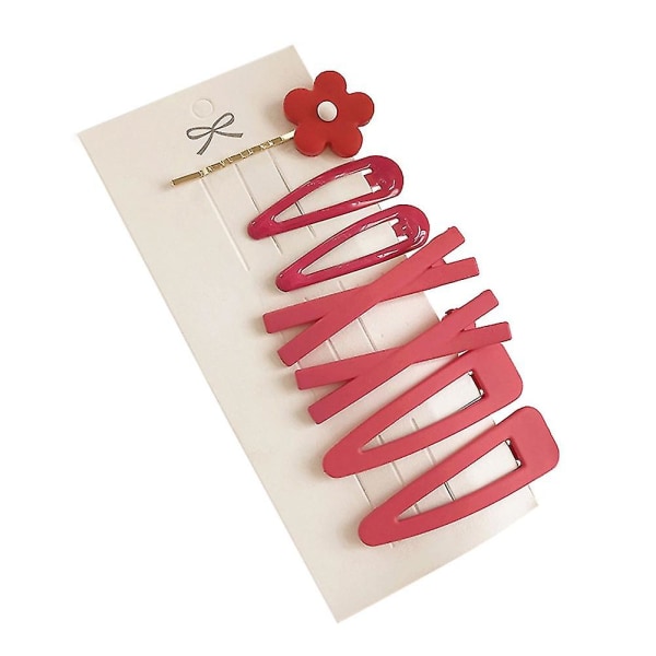 7 stk Sweet Flower Kvinder Pige Barrette Bobby Pin Hårnåle Hårspænder Dekoration Rose Red