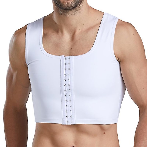 Men Gynecomastia Shaper New Slimming Chest Control Boobs Shapewear Undergarments Stomach Girdles Hook Control Hook White XL