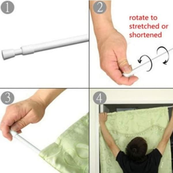 【BQ】Short Extendable Curtain Rod Rod-55~90cm, White, Max Load 2kg, 1 pc