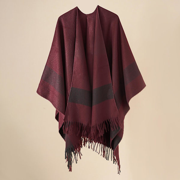 Gradient plaid sjal med kappe efterår og vinter tæppe varmt frynsede sjal pink 160*128cm