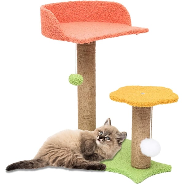Kattträd för katter - Kattträd med säng och hylla | Trä kattunge skrapstolpe