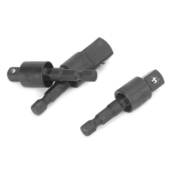 3-pack Power Drill Socket Set Metallisk Hex-skaft Impact Driver Adapter 360 Grader Roterbar Svart
