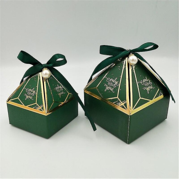 Presentförpackning Bröllopsmaterial Fest Godislåda Baby Shower Papper Chokladaskar Bronzing Packaging Boxes Green Pearl S 7x7x8cm