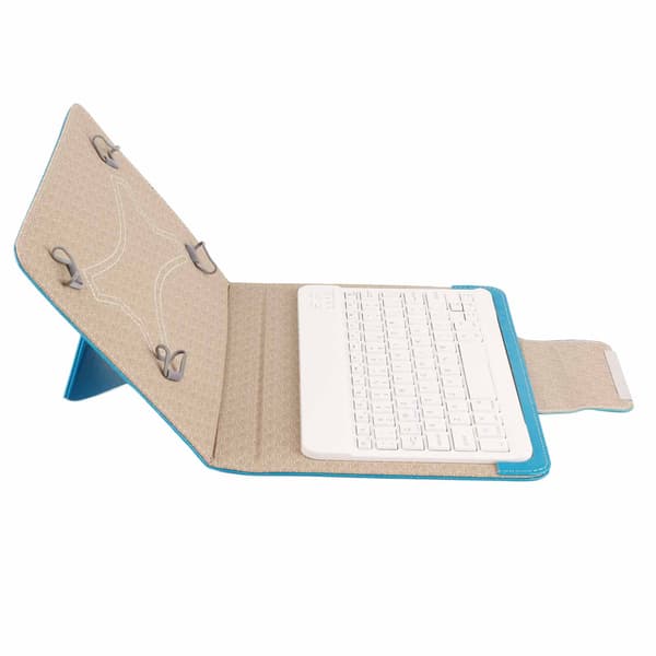 Blått tablettskyddset med vitt Bluetooth-tangentbord - Universal 9,7-10,1 tums skyddsfodralhållare
