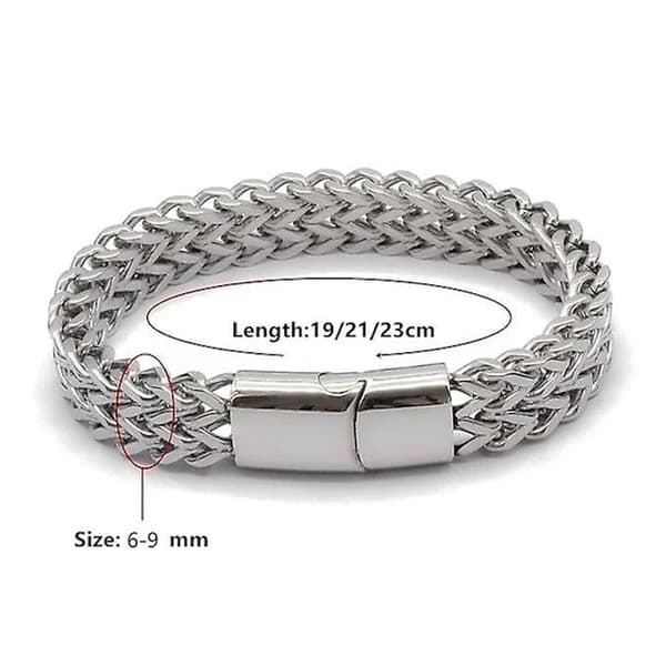 Armband för män i rostfritt stål med flätad magnetlås - 23 cm