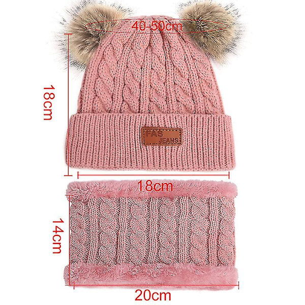 Toddler yllehatt Vinter Dubbel Pom Pom Stickad mössa Cap Beige