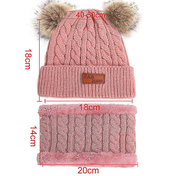 Toddler yllehatt Vinter Dubbel Pom Pom Stickad mössa Cap White