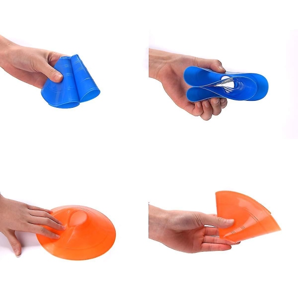 20 stk fodboldkegler træningsudstyr - agility kegler med stilfuld mesh taske og holder til sport Blue