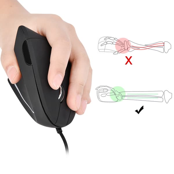 Ergonomisk venstrehåndsmus med USB-tilkobling