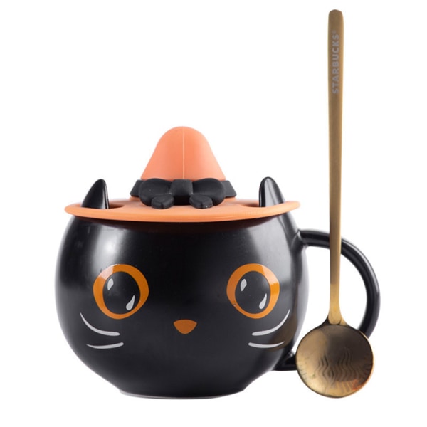 Den nya Keramisk söt svart för katt kaffemugg Tekopp Halloweenpresenter för kattälskare Co null - 3