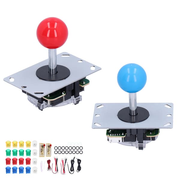 2 Spiller Arkadespill DIY-sett Joystick Sett LED Arkadeknapper for Dataspill 5V