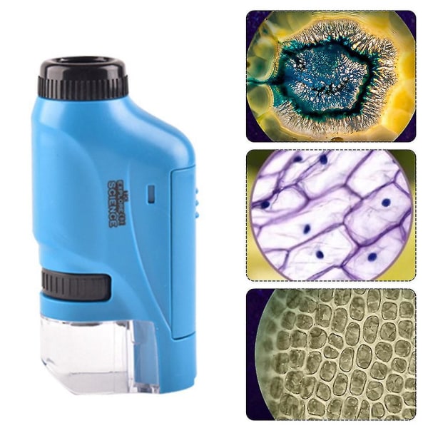 Håndholdt mikroskop 60-120x lommemikroskop Led lys bærbart minimikroskop Blue