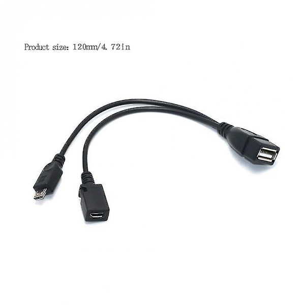 1 i 2 Otg Micro USB Host Power Y Splitter USB Adapter Till Mirco 5 Pin Hane Hona Kabel Slitstark Micro USB Otg Kabel