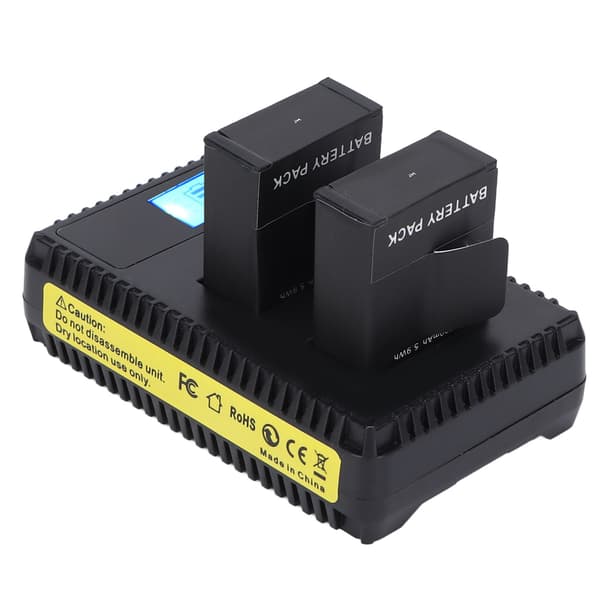 Dobbelt USB Batterilader LCD Display Kamera Batterilader med 2 Batterier til Hero2 3