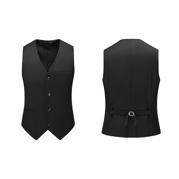 Mens V-neck Solid Color Business Vest Black 2XL