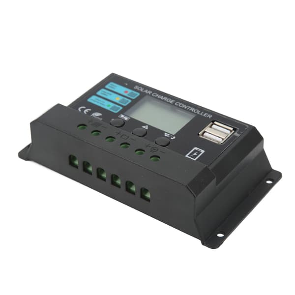 LCD Solar Panel Controller 12V 24V Auto Adapt 30A Sort Fotovoltaisk Oplader
