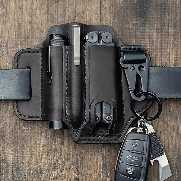 Taktisk multiverktygsbälte Läderväska Bärbar verktygsförvaringsväska Påse Utomhuscamping Jakt Midja Läderficka HY83-Coffee-Leather
