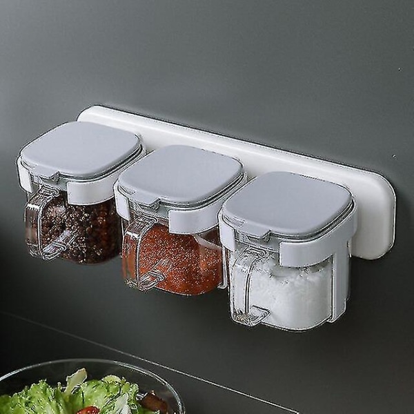Väggmonterad kryddlåda Köksmaterial med lock Box Salt Shaker Kombination