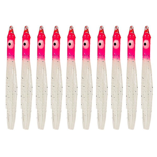 10 kpl Bionic Simulation Octopus Fake Crankbait -kalastusuistimet 5cm 6cm 10cm Keinotekoinen huojuva pehmeä syöttikalastusvälineet 8cm red head luminous
