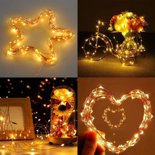 De nye USB Fairy String Lights, 2 Pack Starry Lights med fjernkontroll, vanntette kobberlys (varm hvit)