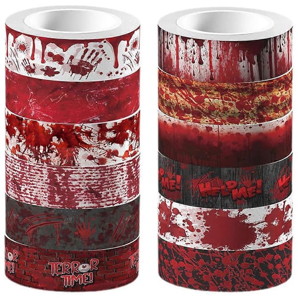 2025 12 Rullar Halloween Washi Tejp Blodiga Trycktejper Halloween DIY-tejper Scrapbooking-tejper