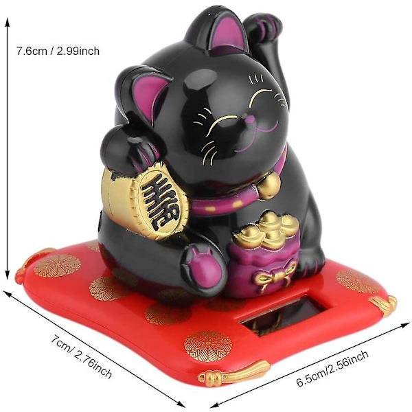 Fortune Lucky Wealth Indbydende kat vinkende arm Solar Powered For Display Bilindretning Black