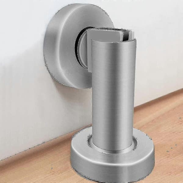 Moderne magnetisk dørstopper i børstet rustfritt stål Silver