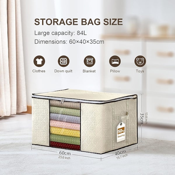 Stor Kapacitet Tøj Opbevaringsposer 6 Pack, Garderobe Organizer til Sengetøj