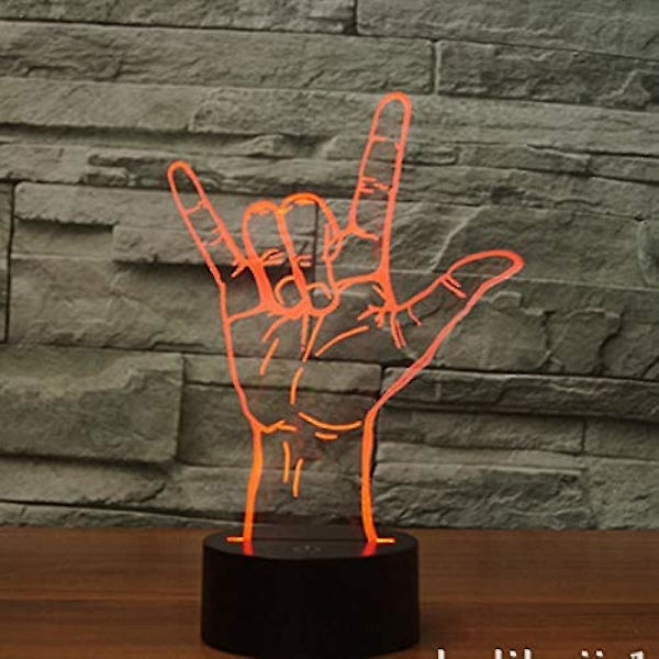 3d Jeg elsker dig tegnsprog Natlys Touch Bord Skrivebord Optisk illusion Lamper 7 farveskiftende lys Hjem dekoration Jul fødselsdagsgave