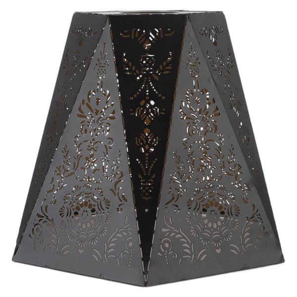 Modern Skandinavisk Stil Hexagonal Snidad Smidesjärn E27 E26 Lampskärm för Sovrum Sängdekoration