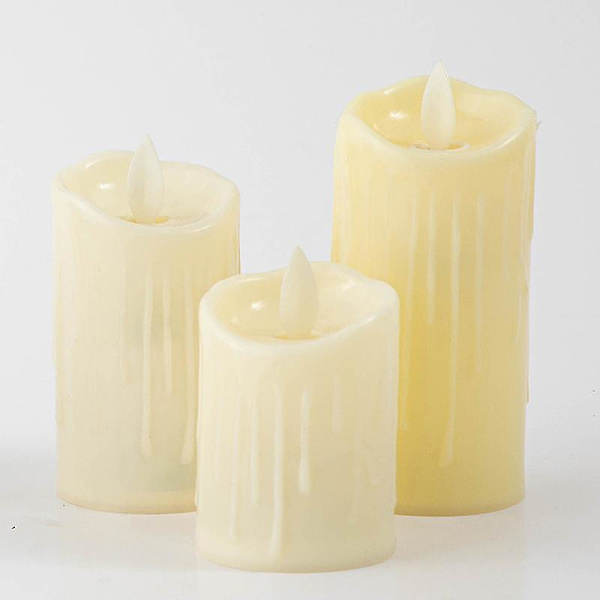 3 st Flameless Candle Light Simulering Smältvaxpelare Alltid på Led Candle Ornament för bröllop