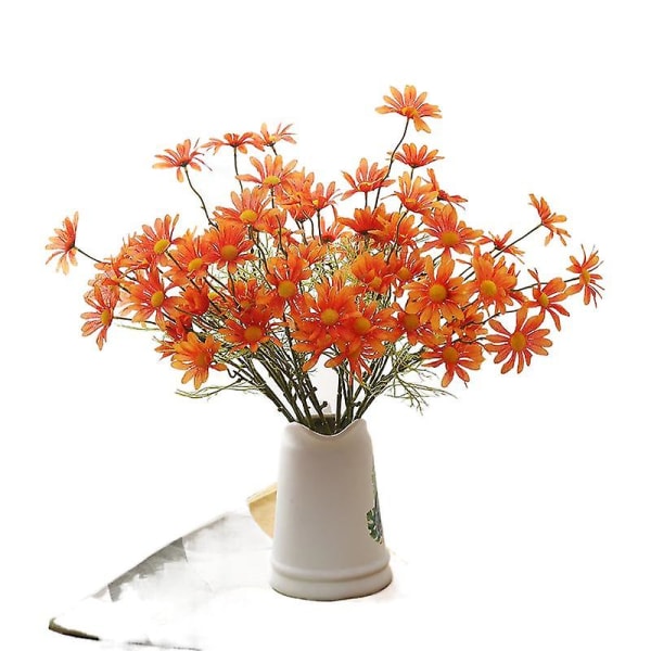 Konstgjord blomma tusensköna bukett falsk blomma 5 holländsk krysantemum kosmos bröllop heminredning siden blomma orange