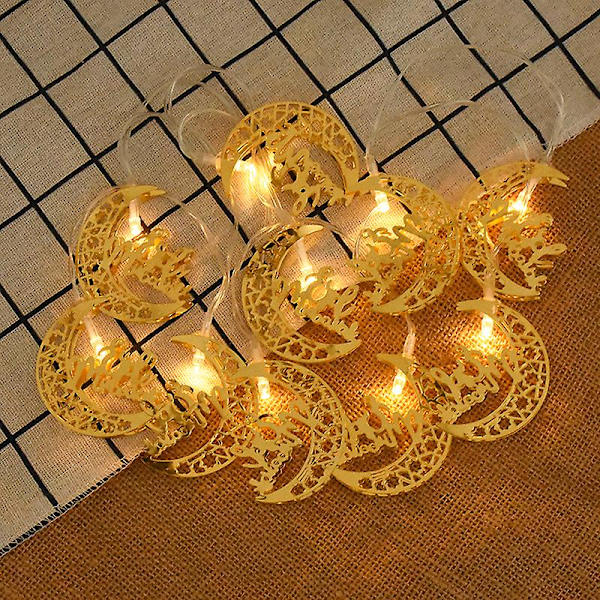 Ramadan Decoration Moon Star Led Lantern merkkijono valot Eid Mubarak Ramadan Kareem -sisustus kotiin Al-Fitr Eid -juhlatarvikkeisiin 4