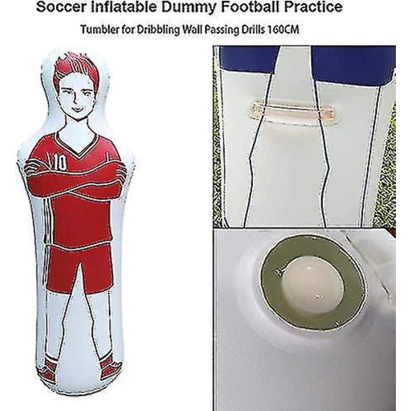 160cm Jalkapalloharjoittelu puhallettava nukke-jalkapalloharjoittelu Maalivahtijalka Tumbleri-jumppauslaite Air Mannequin Defende red