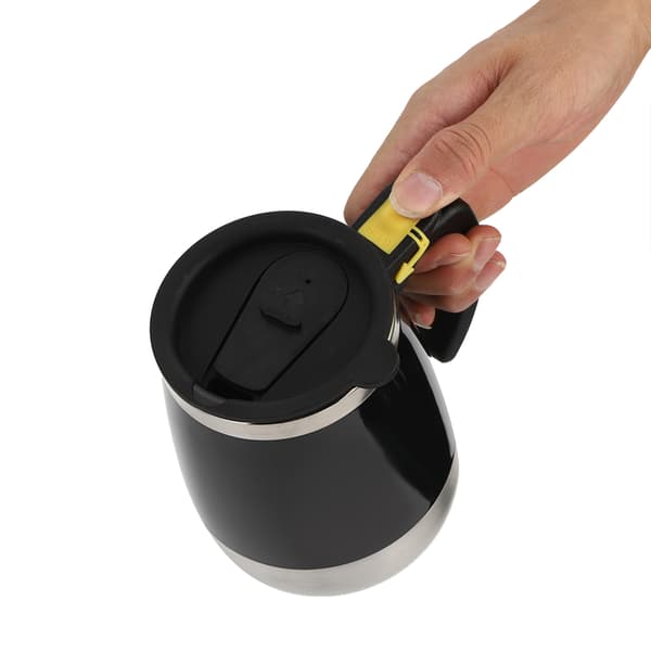 USB Opladning Rustfrit Stål Selvrørende Magnetisk Blandekrus 400ml Sort