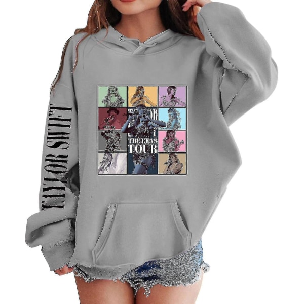 Luvtröjor för flickor 1989 Casual Taylor-tröja Barn Pojkar Swifts Pullover Konsertdräkt med huva för 4-14 år 04 gray 13 to 14 Years