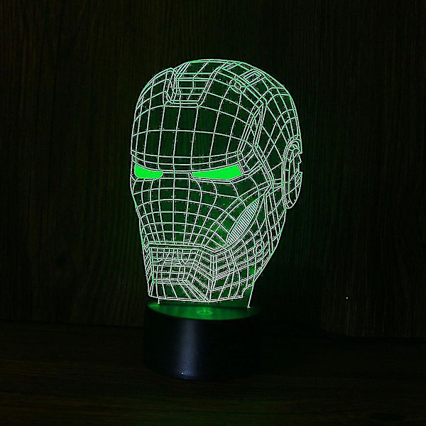 Hhcx-iron Man Mask 3d Led Natlampe Børne Soveværelse Bordlampe
