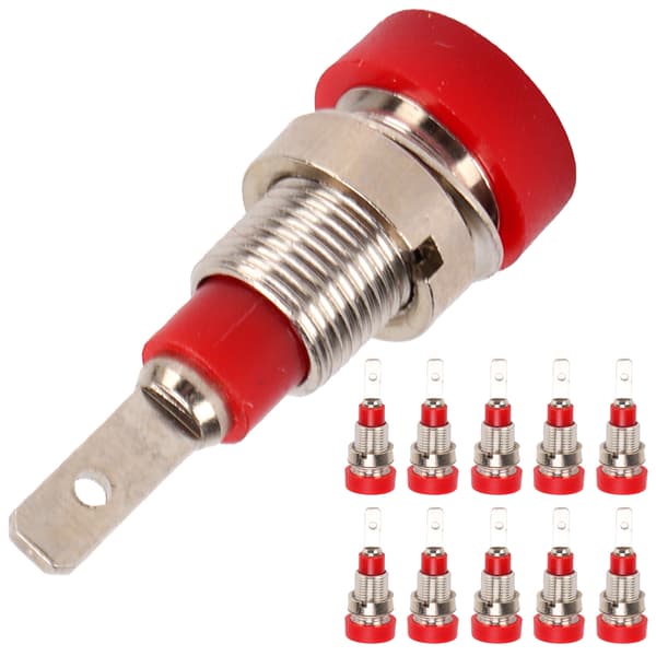 10 stk. Banan Socket Messing 2mm Panel Socket Koblingsterminaler for Elektronisk Industrielt Utstyr Rød